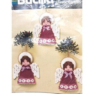 Bucilla "Angels" Ornaments Set Of 3 Pre-Cut Plastic Canvas Kit Crafts Vintage